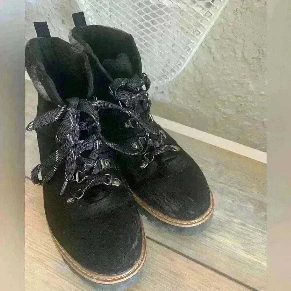 Sonoma Hiking Boots Womens Sz 8.5 Black Plaid Outdoor Trail Ankle Lace Up Boots - Picture 4 of 8